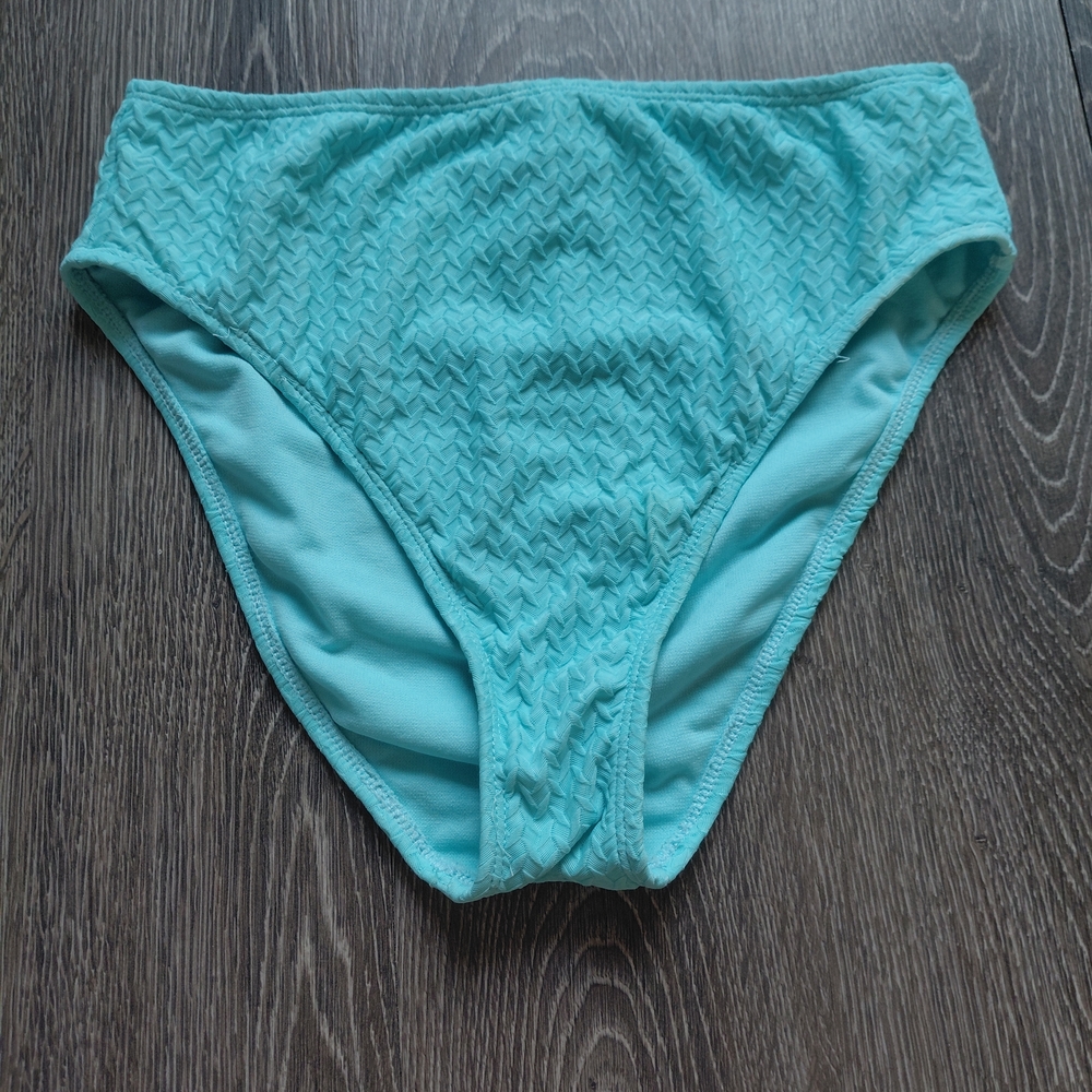 Women’s Aqua Textured High-Cut Swim Bottom